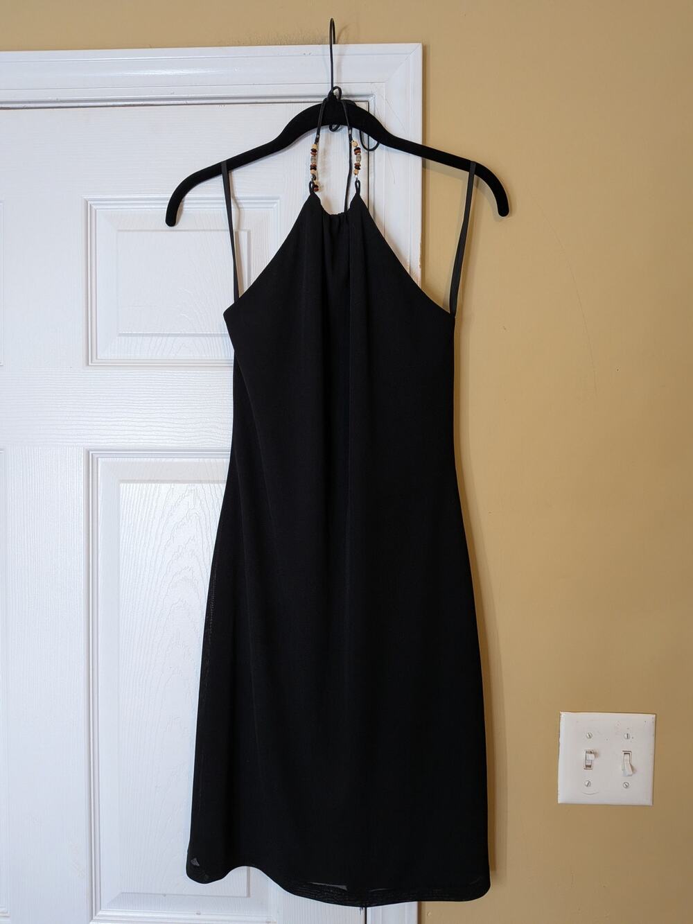 Laundry by Shelli Segal Black Halter Dress Size 4 Beaded Neck Black Mini Dress